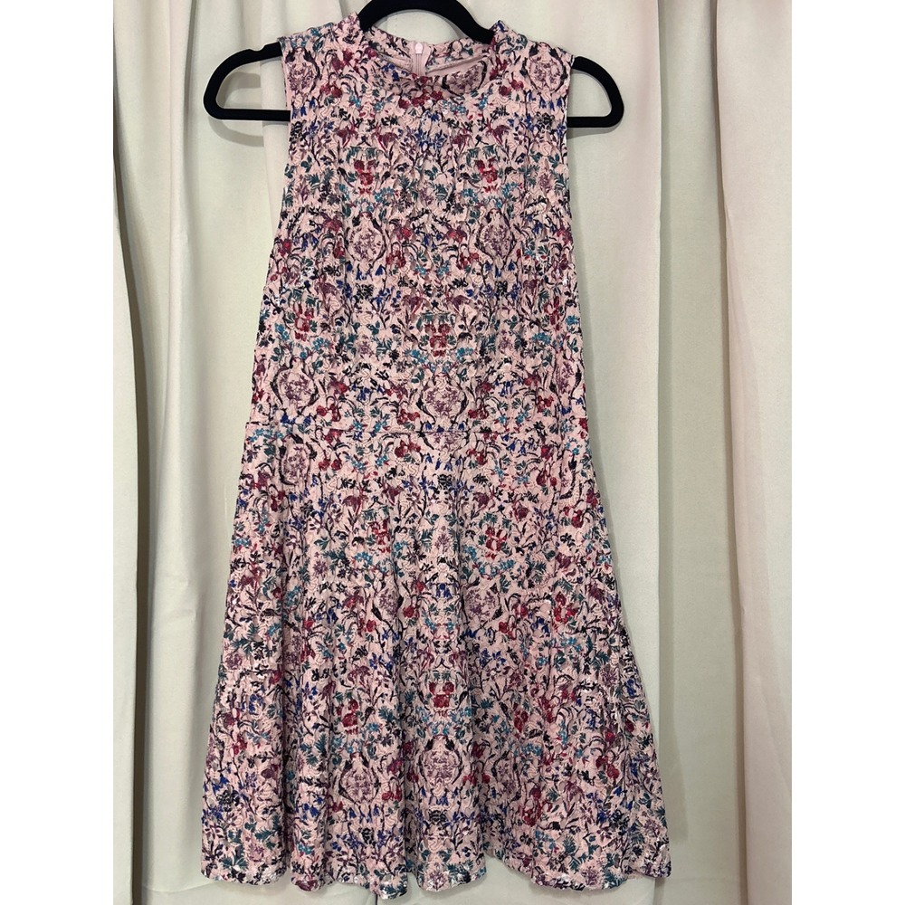 Love Fire Dress XL Floral Lace Fit and Flare Sleeveless Multi Color Mock Neck